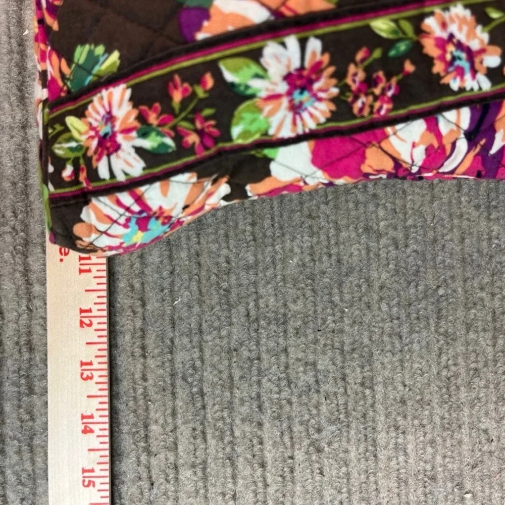 Vera Bradley Plum Crazy Floral Quilted Cotton Crossbody Bag Brown Purple Pink